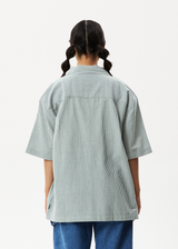 AFENDS Mens Intergalactic - Short Sleeve Shirt - Emerald Stripe - Afends mens intergalactic   short sleeve shirt   emerald stripe 