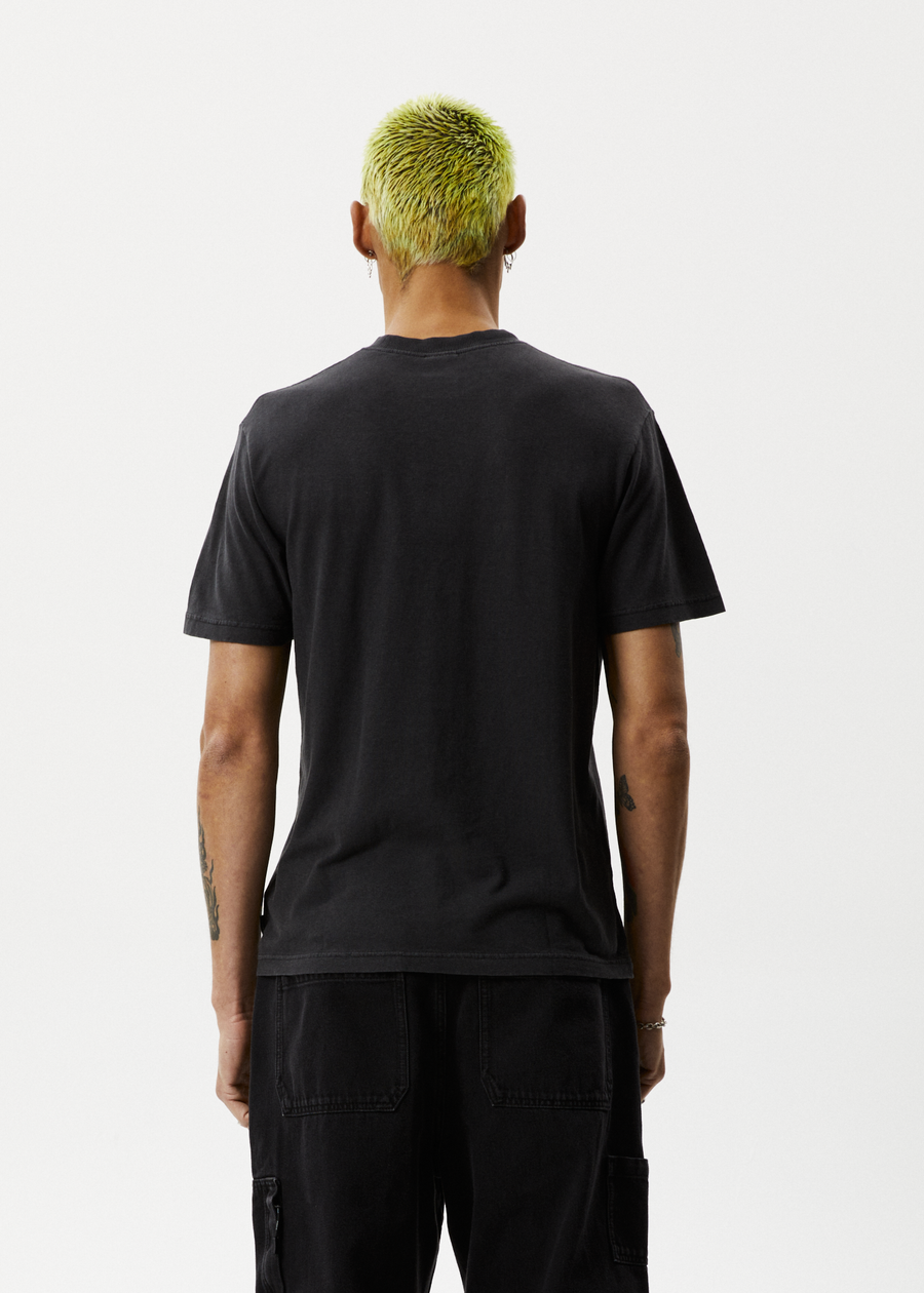 AFENDS Mens Journey Inward - Retro Graphic Tee - Stone Black