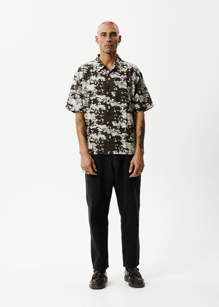 AFENDS Mens Jungle - Short Sleeve Shirt - Earth Camo 