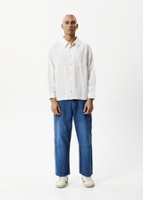 AFENDS Mens Locked Up - Striped Long Sleeve Shirt - Smoke - Afends mens locked up   striped long sleeve shirt   smoke 