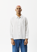 AFENDS Mens Locked Up - Striped Long Sleeve Shirt - Smoke - Afends mens locked up   striped long sleeve shirt   smoke 