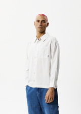 AFENDS Mens Locked Up - Striped Long Sleeve Shirt - Smoke - Afends mens locked up   striped long sleeve shirt   smoke 