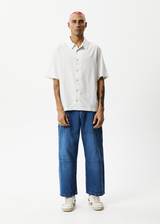 AFENDS Mens Locked Up - Striped Short Sleeve Shirt - Smoke - Afends mens locked up   striped short sleeve shirt   smoke 