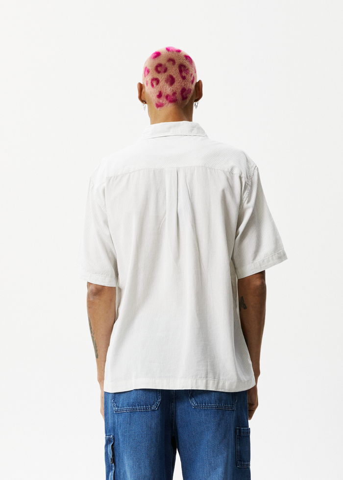 AFENDS Mens Locked Up - Striped Short Sleeve Shirt - Smoke 