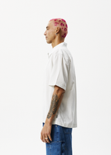 AFENDS Mens Locked Up - Striped Short Sleeve Shirt - Smoke - Afends mens locked up   striped short sleeve shirt   smoke 