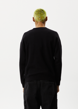 AFENDS Mens Melted - Crew Neck Jumper - Black - Afends mens melted   crew neck jumper   black 