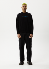 AFENDS Mens Melted - Crew Neck Jumper - Black - Afends mens melted   crew neck jumper   black 