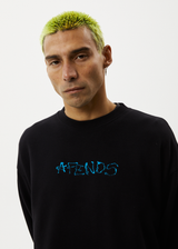 AFENDS Mens Melted - Crew Neck Jumper - Black - Afends mens melted   crew neck jumper   black 