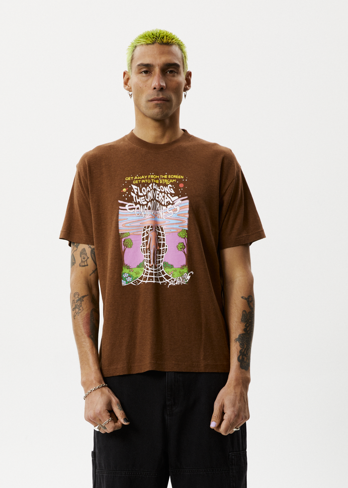 AFENDS Mens Next Level - Boxy Graphic Tee - Toffee