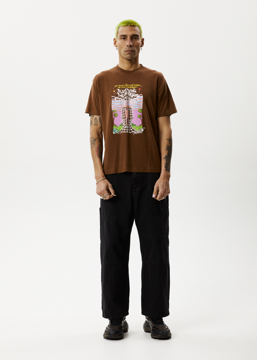 AFENDS Mens Next Level - Boxy Graphic Tee - Toffee