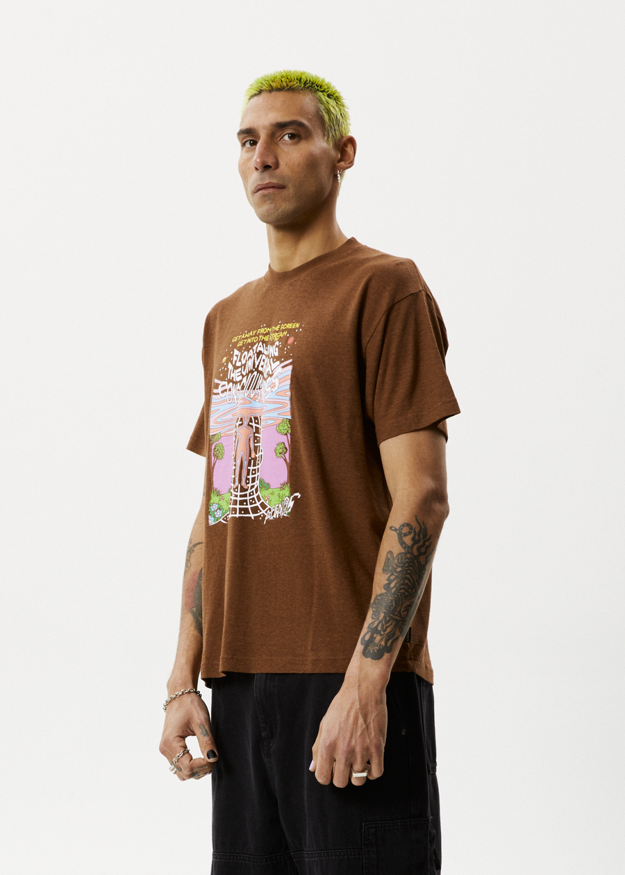 AFENDS Mens Next Level - Boxy Graphic Tee - Toffee