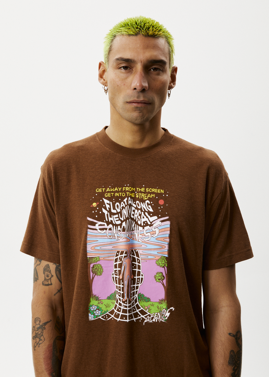 AFENDS Mens Next Level - Boxy Graphic Tee - Toffee