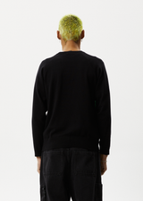 AFENDS Mens Orbital - Raglan Knitted Crew Neck Jumper - Black - Afends mens orbital   raglan knitted crew neck jumper   black 