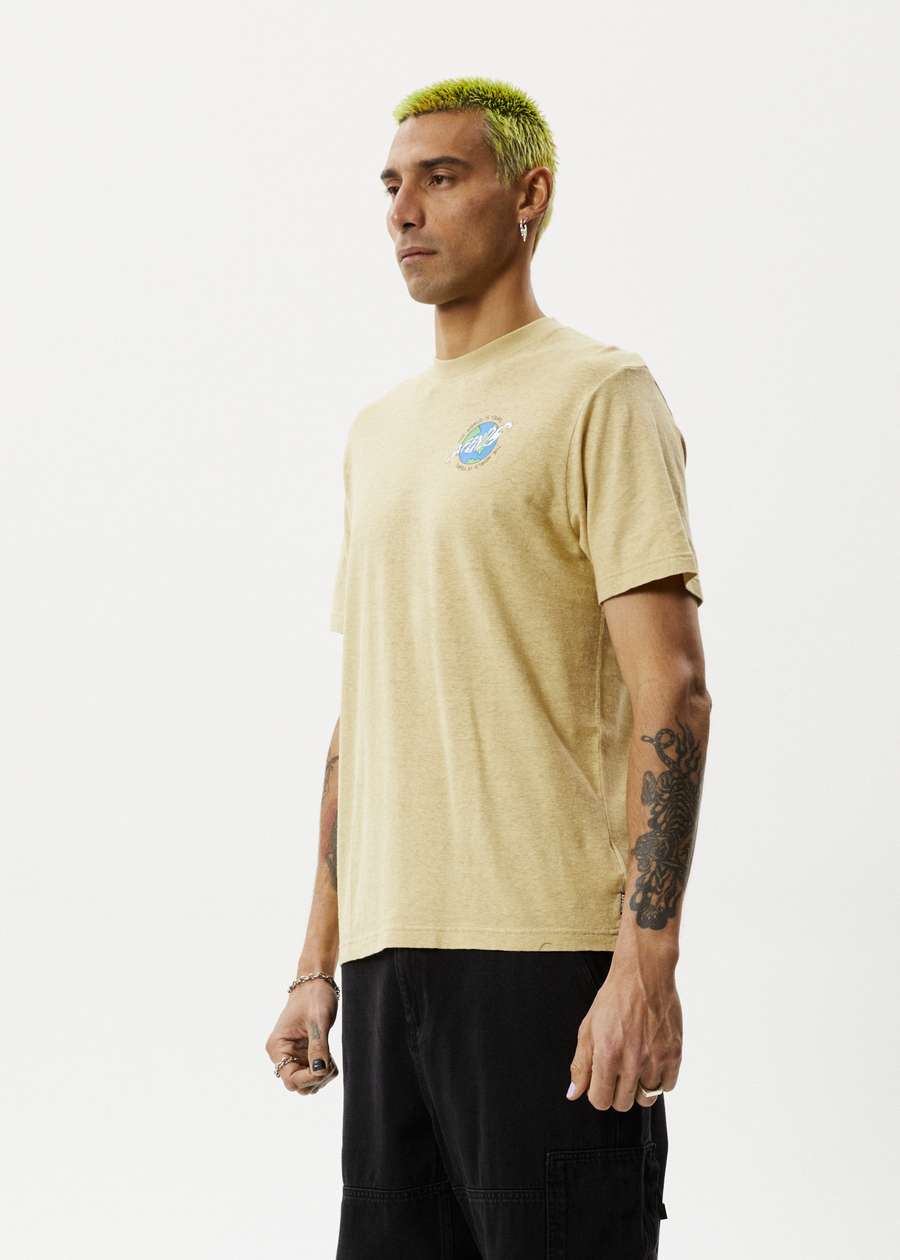 AFENDS Mens Orbital - Retro Graphic Tee - Camel