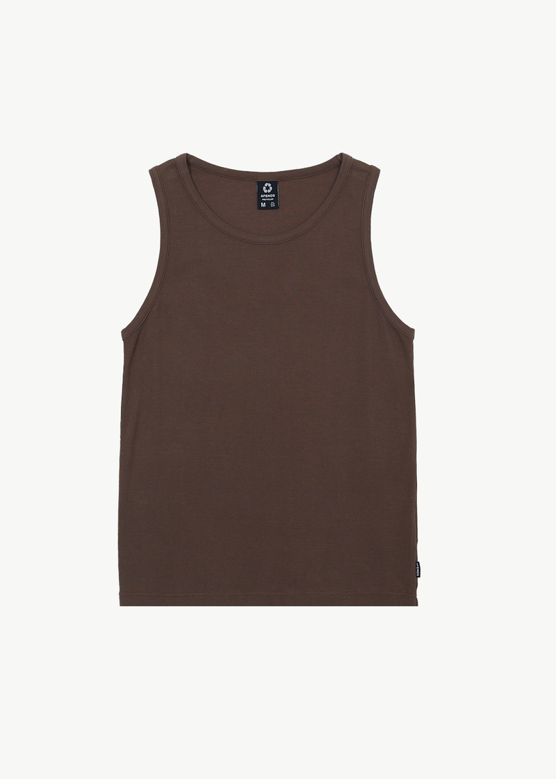 AFENDS Mens Paramount - Rib Singlet - Coffee