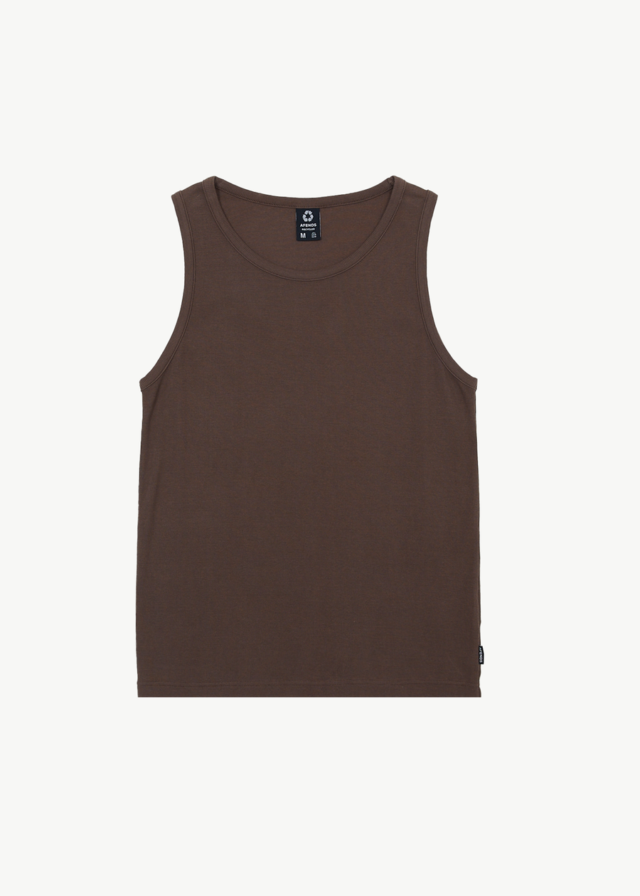 AFENDS Mens Paramount - Rib Singlet - Coffee