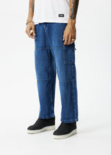 AFENDS Mens Richmond - Denim Workwear Jean - Authentic Blue - Afends mens richmond   denim workwear jean   authentic blue