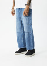 AFENDS Mens Richmond - Denim Baggy Workwear Jean - Worn Blue - Afends mens richmond   denim baggy workwear jean   worn blue