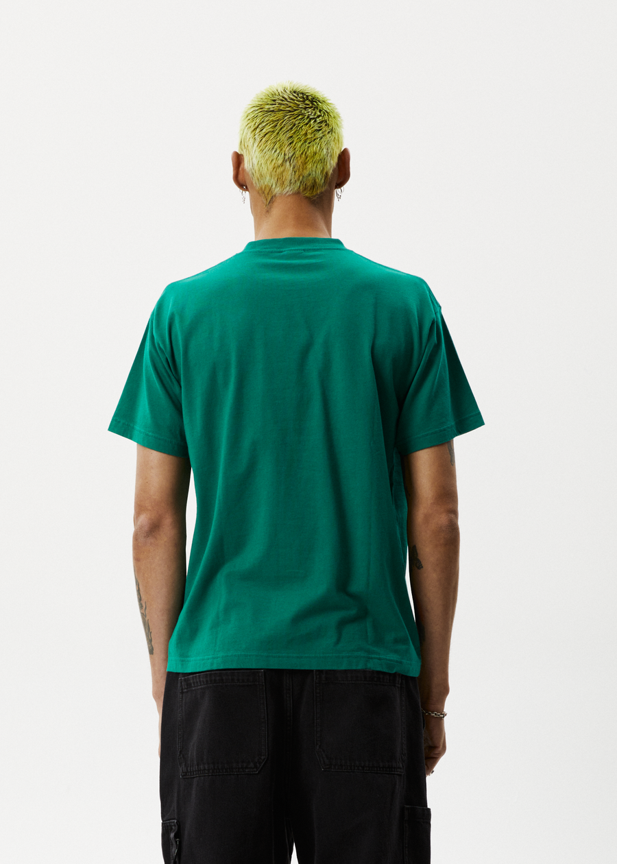 AFENDS Mens Rip In - Boxy Graphic Tee - Emerald