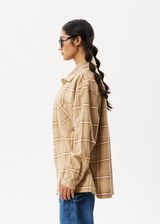 AFENDS Mens Sandstorm - Flannel Long Sleeve Shirt - Camel Check - Afends mens sandstorm   flannel long sleeve shirt   camel check 
