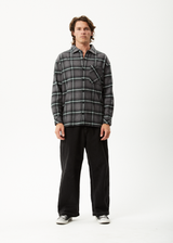 AFENDS Mens Sandstorm - Flannel Long Sleeve Shirt - Black Check - Afends mens sandstorm   flannel long sleeve shirt   black check 