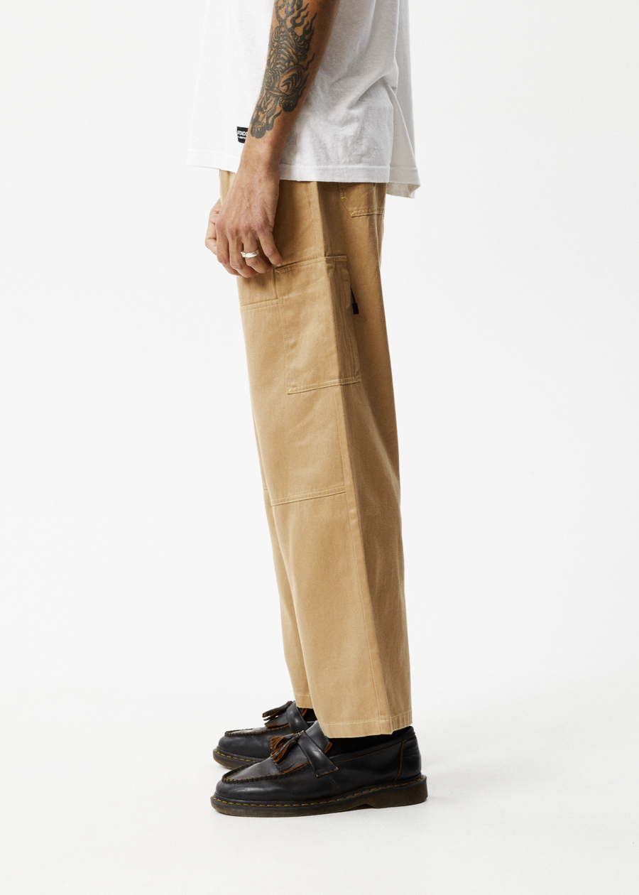 AFENDS Mens Sleepy Hollow Richmond - Twill Baggy Workwear Pant - Tan
