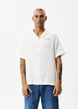 AFENDS Mens Stratosphere - Cuban Short Sleeve Shirt - Off White - Afends mens stratosphere   cuban short sleeve shirt   off white 