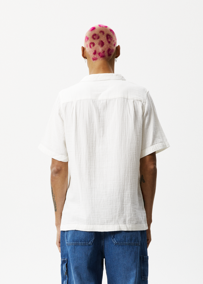 AFENDS Mens Stratosphere - Cuban Short Sleeve Shirt - Off White 