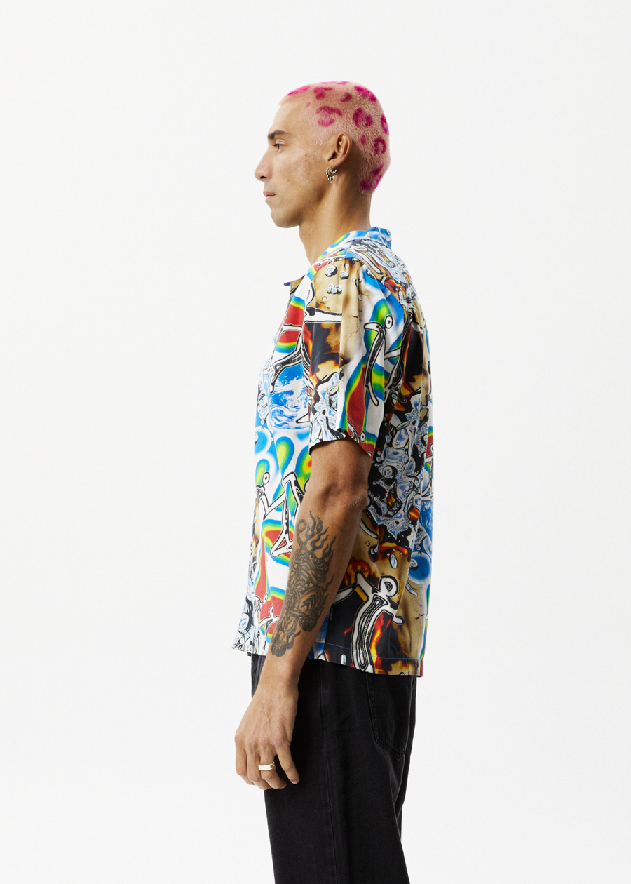 AFENDS Mens Water Is Life - Cuban Short Sleeve Shirt - Multi 