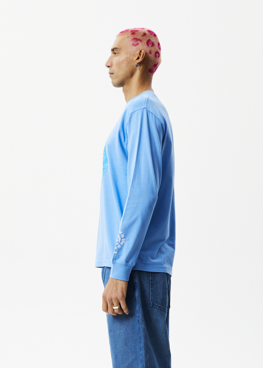 AFENDS Mens Water Is Life - Long Sleeve Graphic Tee - Arctic