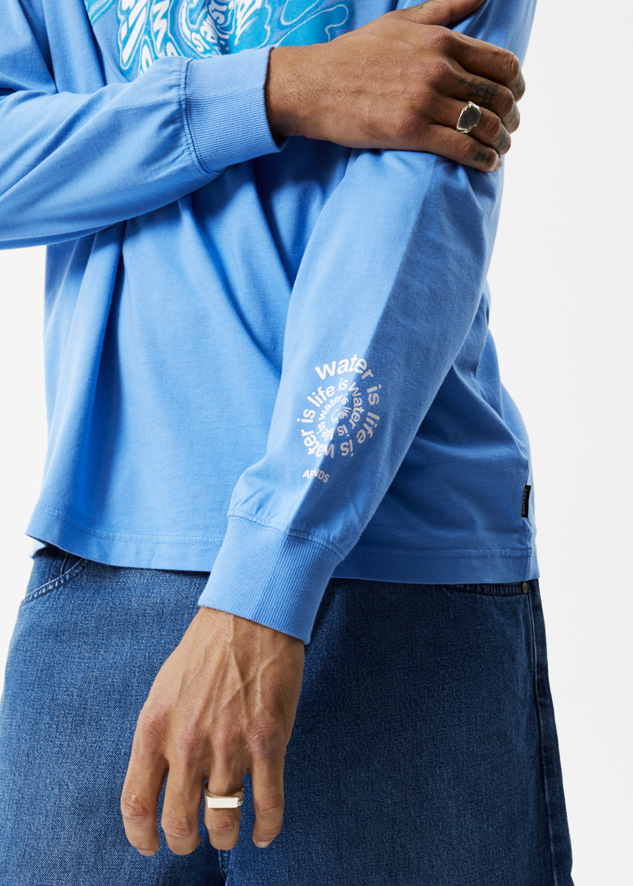 AFENDS Mens Water Is Life - Long Sleeve Graphic Tee - Arctic