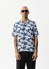 AFENDS Mens Waterfall - Cuban Short Sleeve Shirt - Stone Black - Afends mens waterfall   cuban short sleeve shirt   stone black 