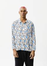 AFENDS Mens Waterfall - Long Sleeve Shirt - White - Afends mens waterfall   long sleeve shirt   white 