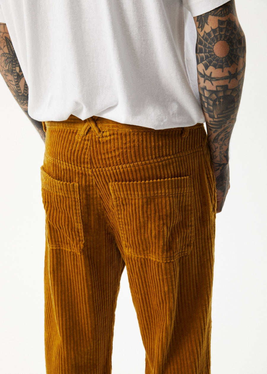 AFENDS Mens Waterfall Ninety Twos - Corduroy Relaxed Pant - Mustard