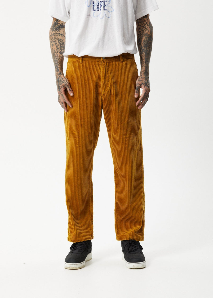 AFENDS Mens Waterfall Ninety Twos - Corduroy Relaxed Pant - Mustard