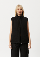 AFENDS Midnight - Puffer Vest - Black - Afends midnight   puffer vest   black 