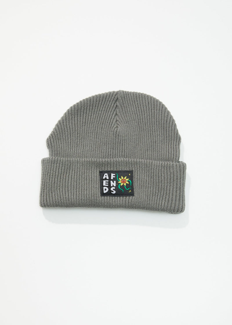 AFENDS Unisex Flowerbed - Rib Beanie - Steel