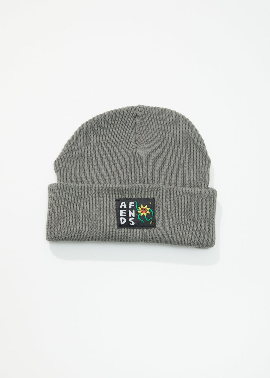 AFENDS Unisex Flowerbed - Rib Beanie - Steel A232623-STL-OS
