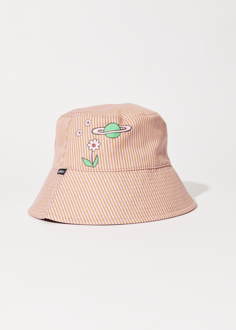 AFENDS Unisex Night Shade - Bucket Hat - Mustard Stripe