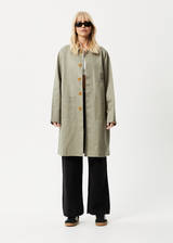 AFENDS Unisex Oracle - Trench Coat - Olive - Afends unisex oracle   trench coat   olive 
