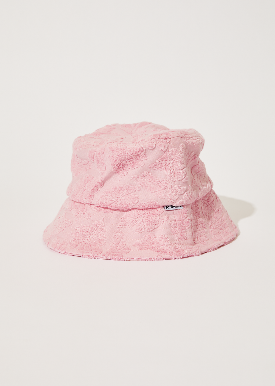 AFENDS Unisex Rhye - Terry Bucket Hat - Powder Pink 