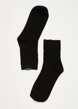 AFENDS Womens The Essential - Rib Socks - Black - Afends womens the essential   rib socks   black