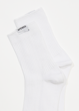 AFENDS Womens The Essential - Rib Socks - White - Afends womens the essential   rib socks   white