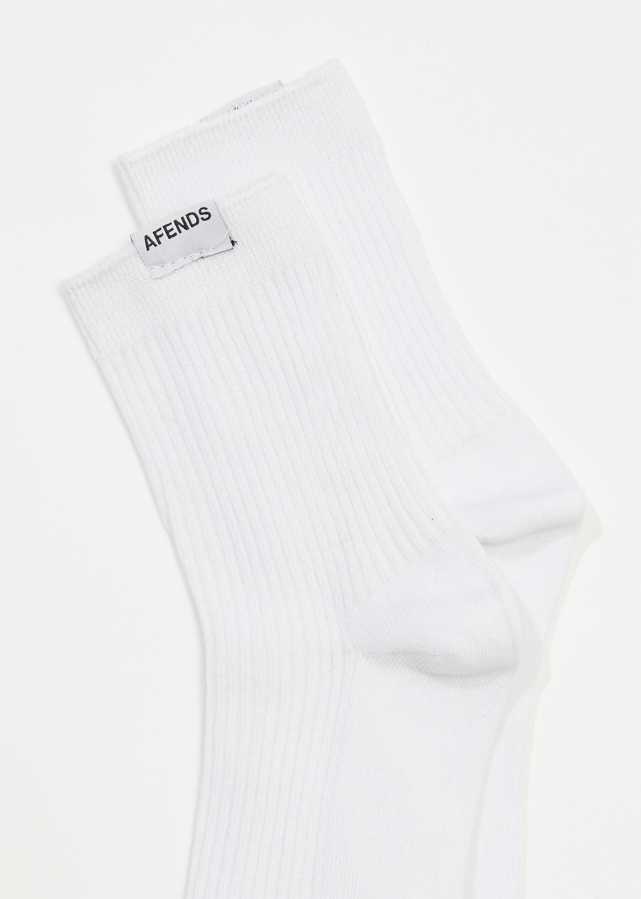AFENDS Womens The Essential - Rib Socks - White