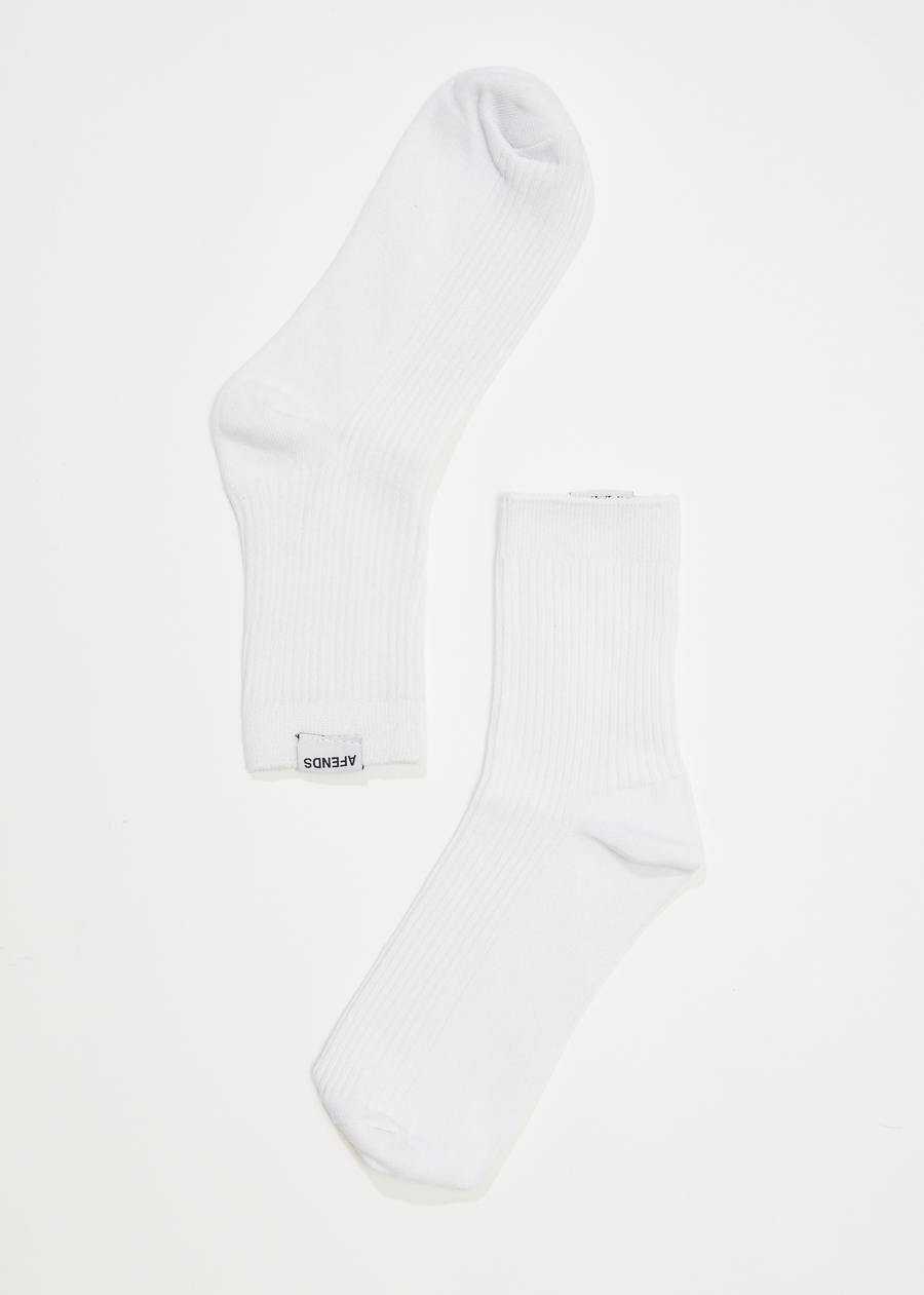 AFENDS Womens The Essential - Rib Socks - White