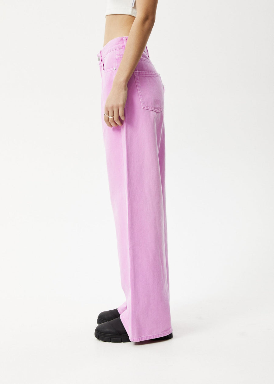 AFENDS Womens Bella - Denim Baggy Jean - Faded Candy