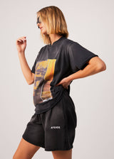 AFENDS Womens Boulevard - Oversized Graphic Tee - Worn Black - Afends womens boulevard   oversized graphic tee   worn black