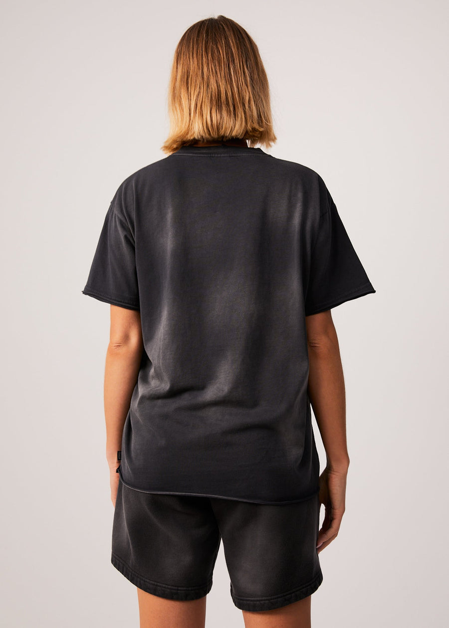 AFENDS Womens Boulevard - Oversized Graphic Tee - Worn Black