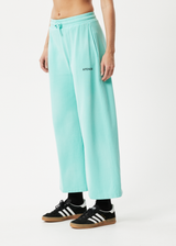 AFENDS Womens Boundless - Wide Leg Trackpants - Worn Jade - Afends womens boundless   wide leg trackpants   worn jade