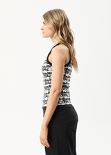 AFENDS Womens Chaos Lydia - Rib Singlet - Black - Afends womens chaos lydia   rib singlet   black